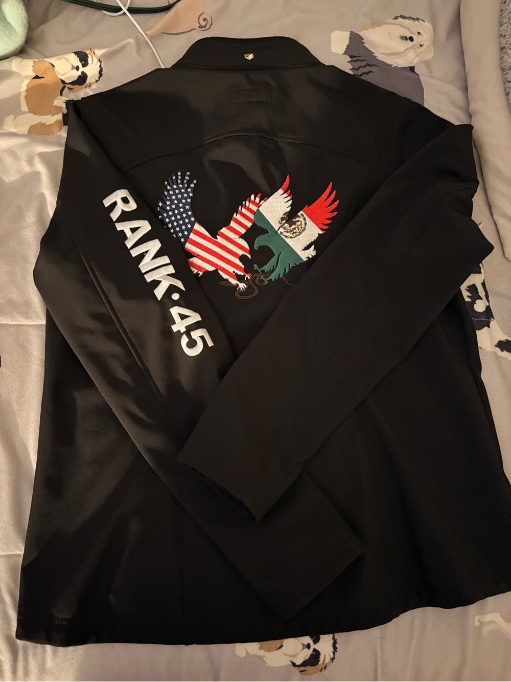 Rank-45 Black Women's Embroidered Eagle Jacket